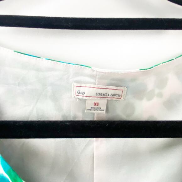 2/$30 Gap XS Womens Green White Abstract Print Zoe Sleeve Fit and Flare Dress - Picture 4 of 7